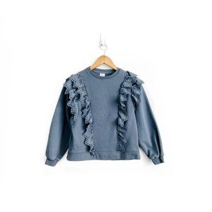 Zara Eyelet Ruffle Sweatshirt